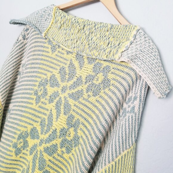 Free People Tate Knit Cardi Cardigan Sweater XL Sage Sunshine Combo $168 Slouchy - Picture 11 of 16